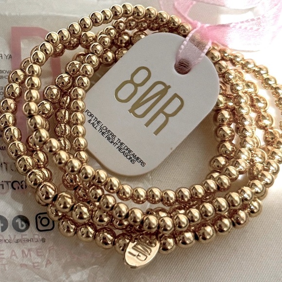 ✨ 8 Other Reasons - Set of 5 Gold Beaded Bracelets - Brand New in Package - Picture 11 of 14